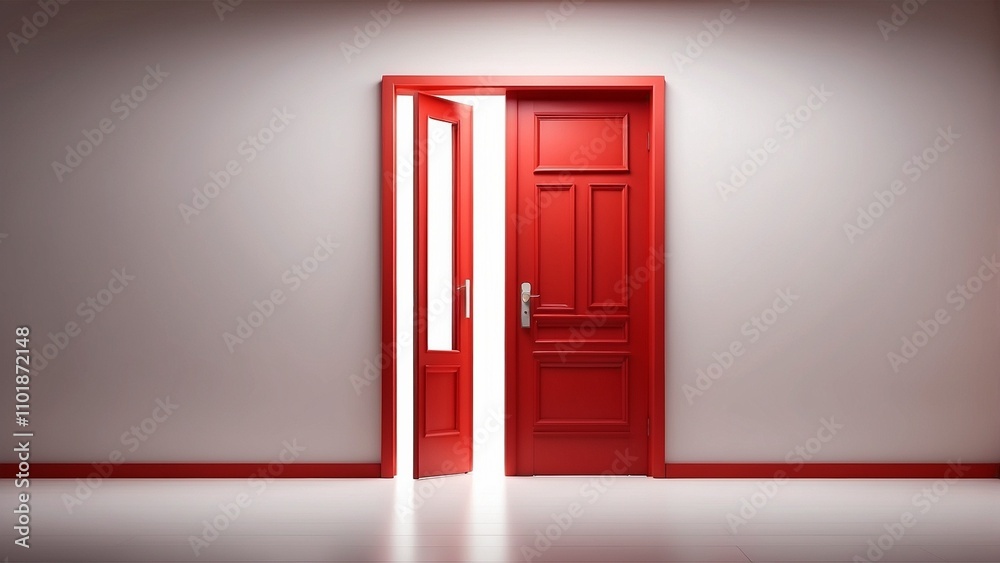 Red open door isolated on a transparent background. Interior design concept. Red open door isolated on a transparent background. Interior design concept.