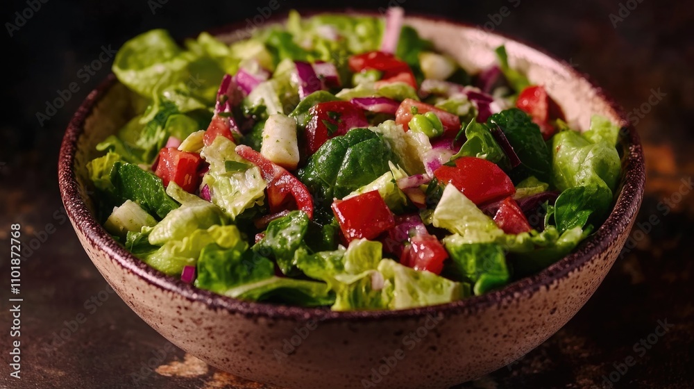 A simple and healthy meal option featuring crisp lettuce and juicy tomatoes in a bowl A simple and healthy meal option featuring crisp lettuce and juicy tomatoes in a bowl