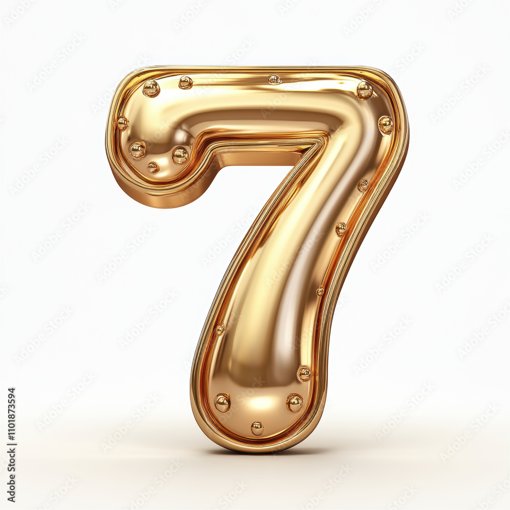 shiny gold 3D number 7 with smooth surface and decorative elements, perfect for celebrations or special occasions shiny gold 3D number 7 with smooth surface and decorative elements, perfect for celebrations or special occasions