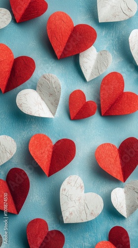 Colorful paper hearts create a stylish wall decoration for special occasions