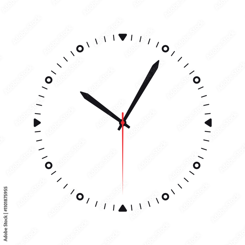 analog clock face. round analog wall clock face on white background analog clock face. round analog wall clock face on white background