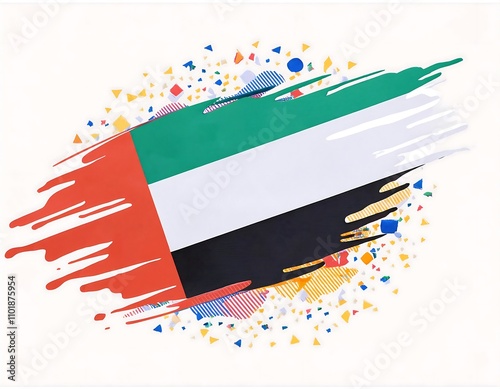 UAE National day, National Day of United Arab Emirates. National Day Concept Design, flag of united Arab emirates in desert background, wave flag of UAE, flag day
 photo