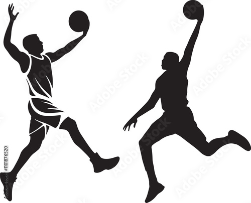 Basketball player playing basketball silhouette vector file