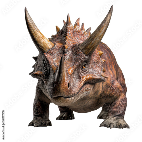 A large dinosaur with horns on its head