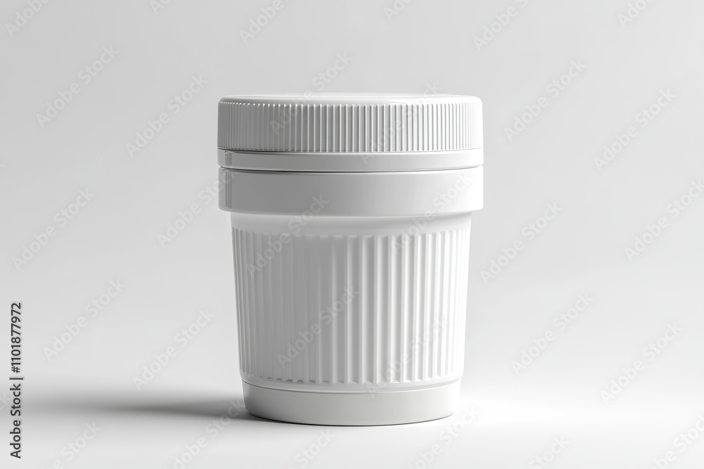 White travel container with lid, ideal for baby formula storage. Its compact design makes it perfect for on go parents, ensuring convenience and ease of use