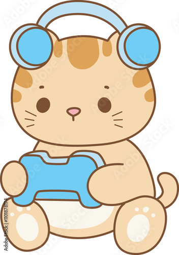 Illustration of cute kitty icon.
Funny cat in daily activities elements.
