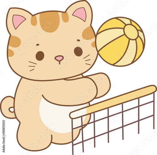 Illustration of cute kitty icon.
Funny cat in daily activities elements.
