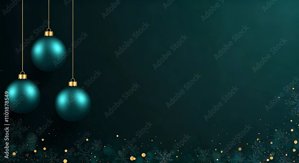 christmas banner with hanging baubles, generative ai