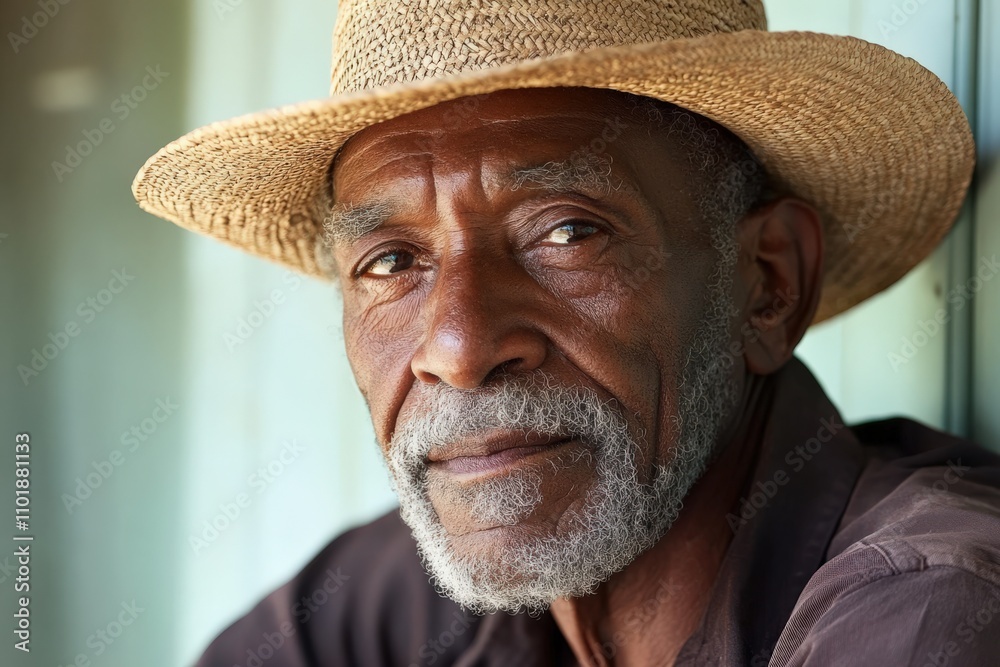 Cuban Man. Old Cuban Artist with Straw Hat in a Business Setting Cuban Man. Old Cuban Artist with Straw Hat in a Business Setting