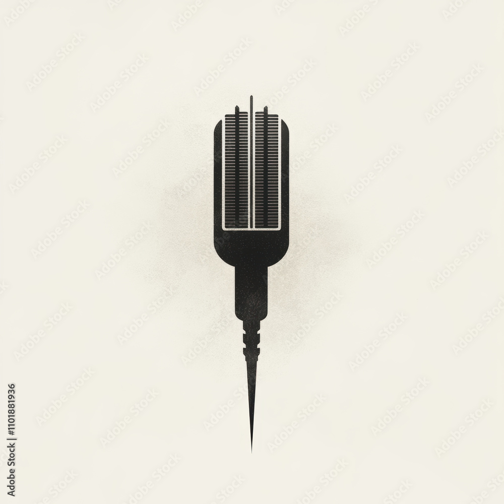 Fototapeta premium Minimalist microphone icon design featuring sleek silhouette. This artistic representation captures essence of sound and music, perfect for creative projects