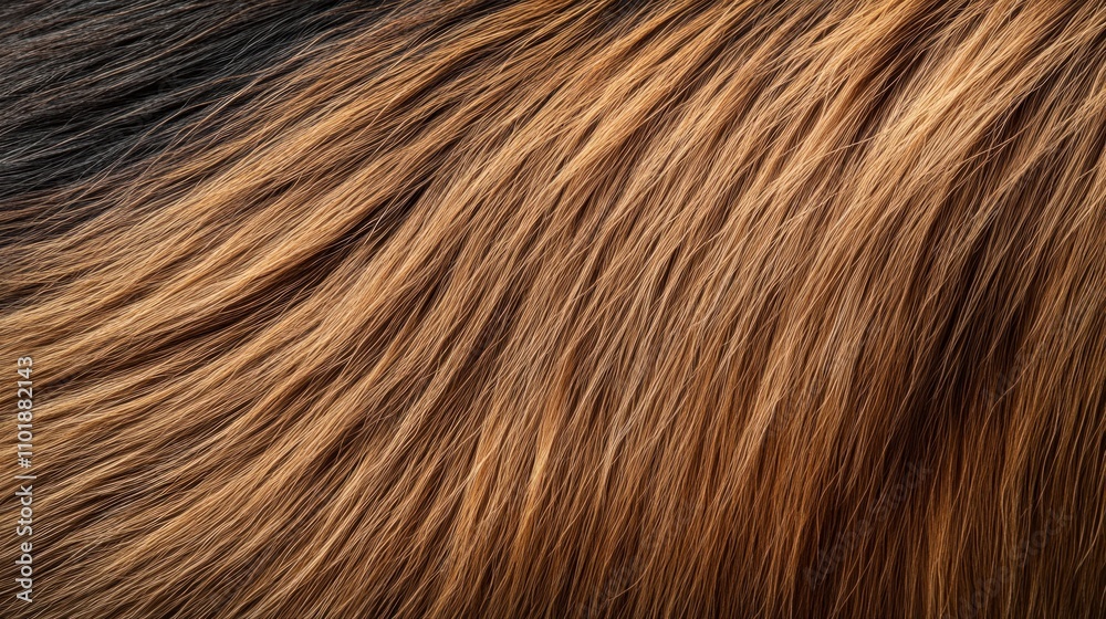 Fototapeta premium Close-up texture of long, brown and black animal fur.