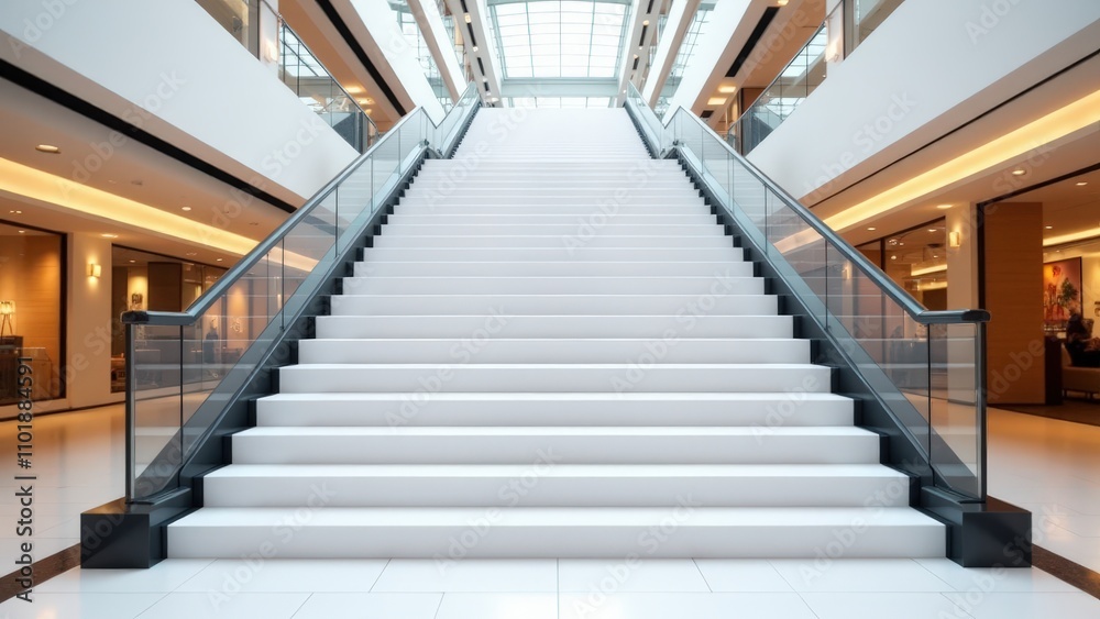 Blank wraps on staircase steps, ideal for advertising in a shopping mall Blank wraps on staircase steps, ideal for advertising in a shopping mall