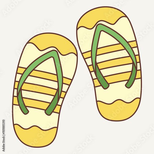 A pair of colorful flip-flops with a fun design, ideal for casual summer wear.