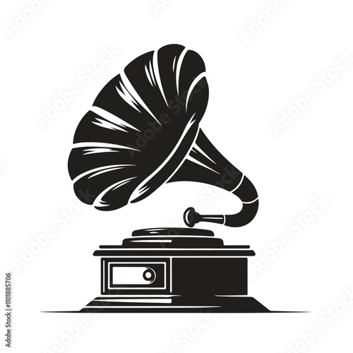 Phonograph gramophone silhouette vector illustration on white background