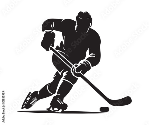 ice hockey player silhouette vector art