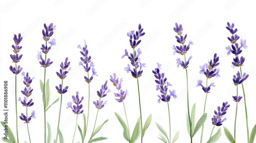 Naklejka premium Beautiful lavender flowers on white background isolated on white background