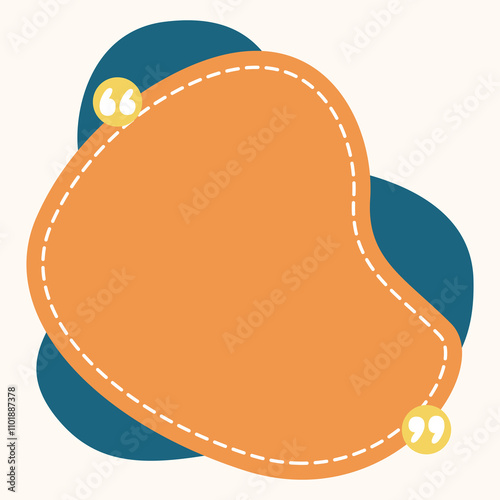 A colorful graphic design featuring an orange shape with quotation marks, ideal for quotes.