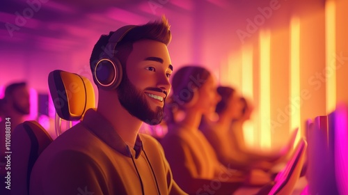 A team of customer support representative with headset