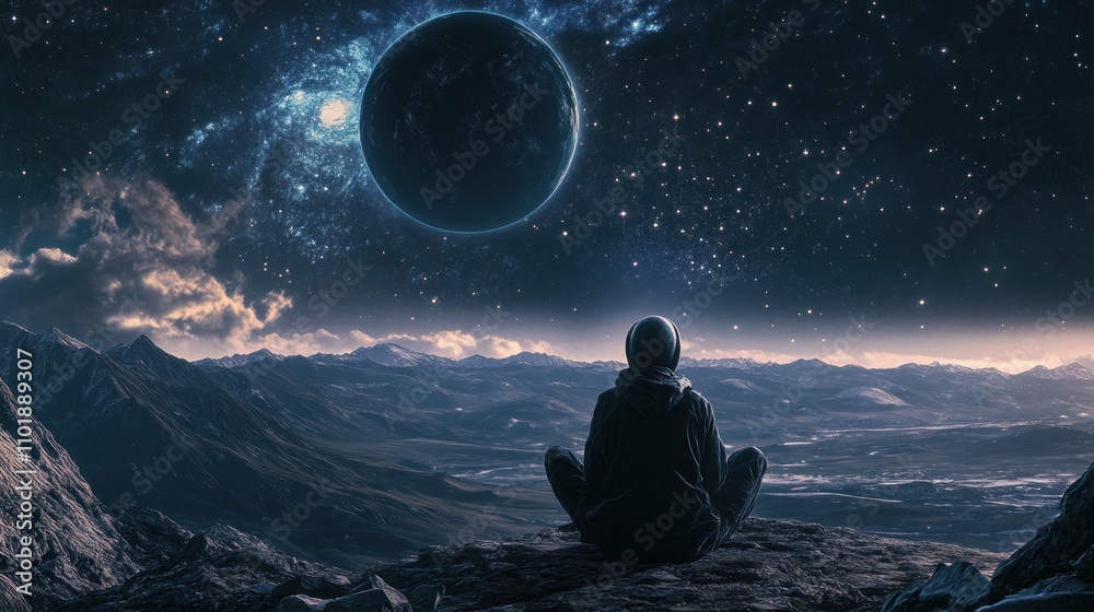 Lonely Figure Gazing at the Cosmos Lonely Figure Gazing at the Cosmos