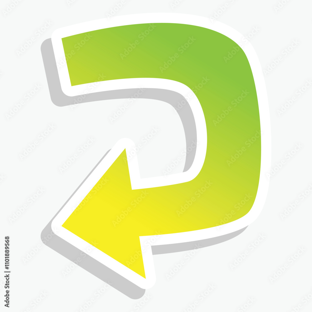 A stylized green and yellow arrow pointing left, designed with a shadow effect. A stylized green and yellow arrow pointing left, designed with a shadow effect.