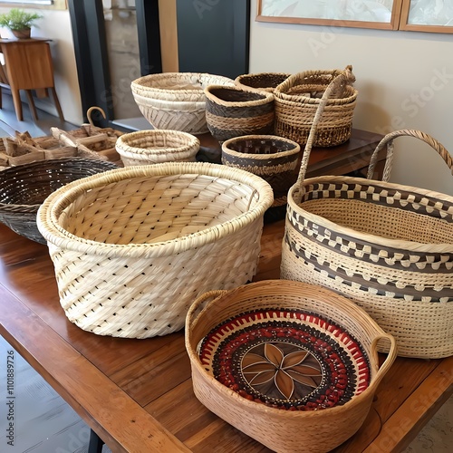 handmade wicker baskets photo