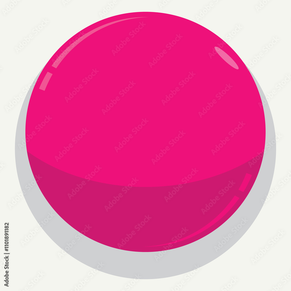 A glossy pink sphere with a gradient effect and a shadow. A glossy pink sphere with a gradient effect and a shadow.