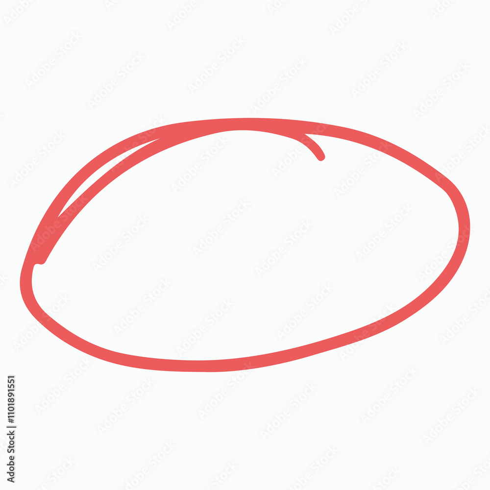 A simple outline of an oval shape in a coral color. A simple outline of an oval shape in a coral color.