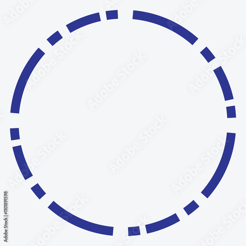 A circular graphic design with alternating solid and dashed segments.