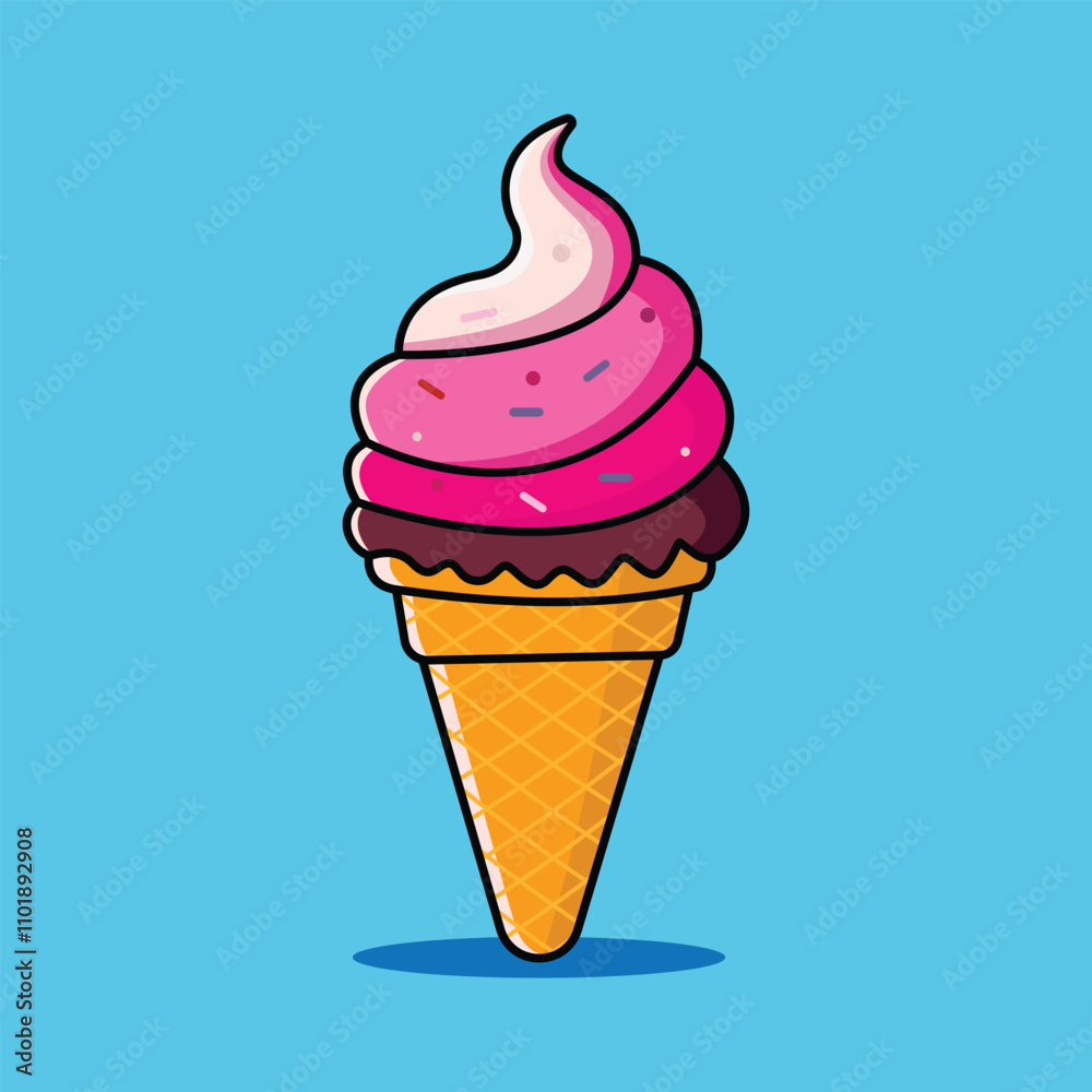 Ice Cream Cone Cartoon Icon – Sweet Food Illustration in Flat Style Ice Cream Cone Cartoon Icon – Sweet Food Illustration in Flat Style
