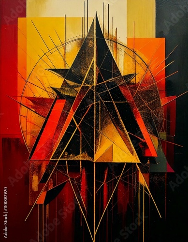 Anarchy themed abstract art work with grungy and vivid colors  photo