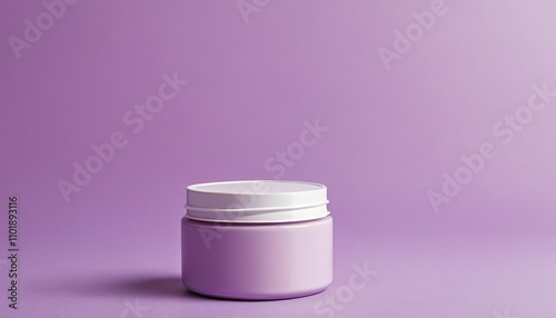 Anti aging cream containers on a white podium set against a bright violet background ideal for ads 3