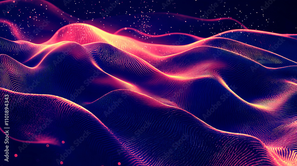 Particle dynamic wave background. Abstract background.