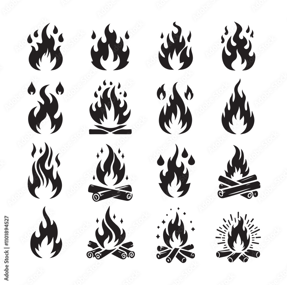 Fire flame silhouette vector illustration Fire flame silhouette vector illustration