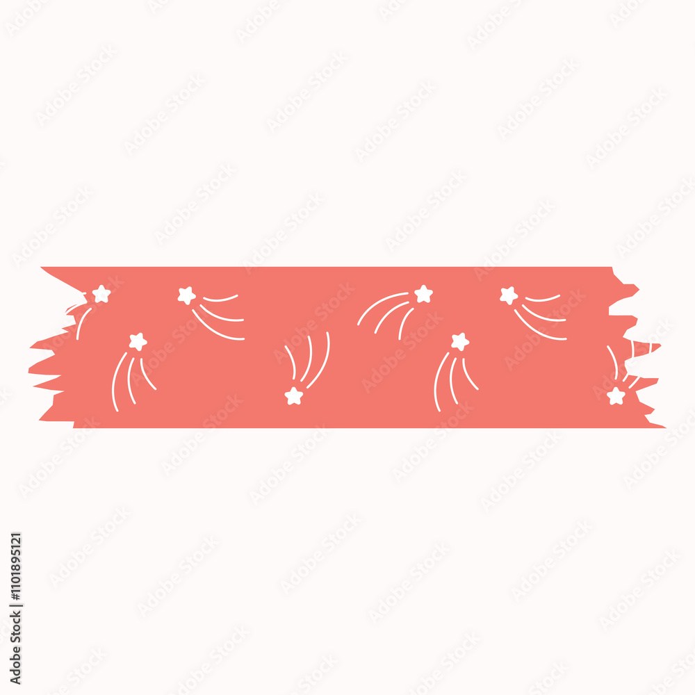 A decorative coral ribbon with white floral patterns. A decorative coral ribbon with white floral patterns.