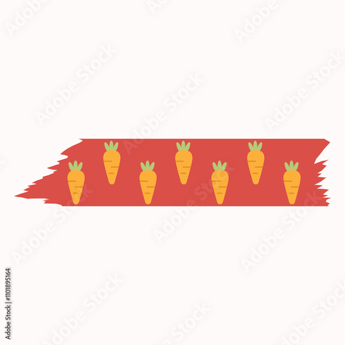 A decorative pattern featuring carrots on a red background.