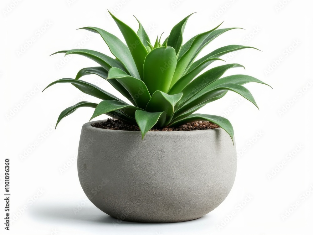 Green succulent plant in a smooth gray ceramic pot, isolated on a clean white background, showcasing minimalist indoor decor Green succulent plant in a smooth gray ceramic pot, isolated on a clean white background, showcasing minimalist indoor decor