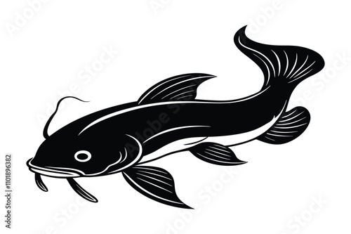 Cat fish silhouette art design