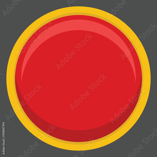 A large red button surrounded by a yellow border, often used as a symbol for alerts or actions.