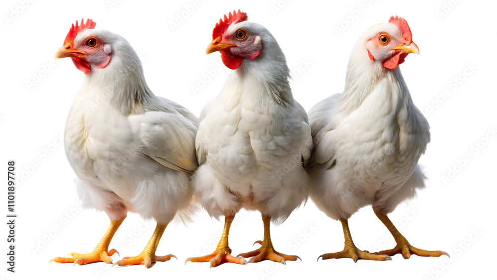 Fototapeta premium Set of White chicken isolated on white background as transparent. PNG. AI GENERATED.
