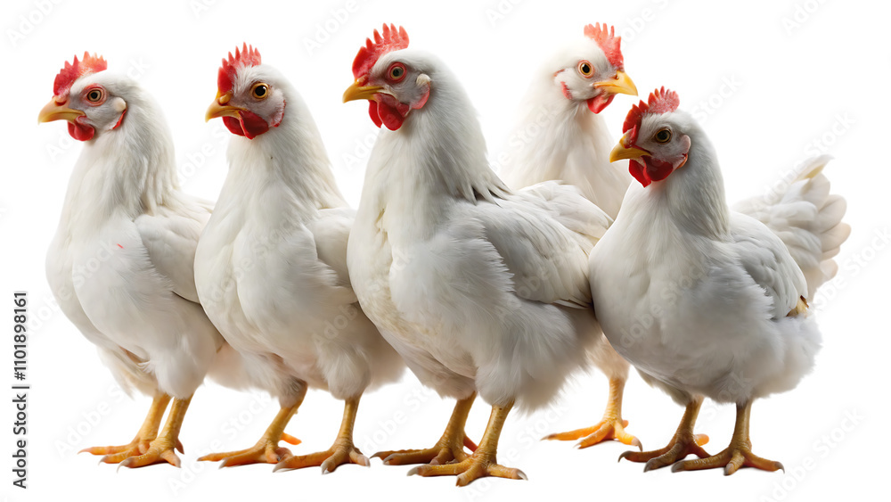 Fototapeta premium Set of White chicken isolated on white background as transparent. PNG. AI GENERATED.