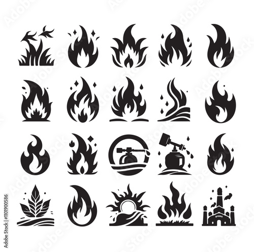 Fire flame silhouette vector illustration 