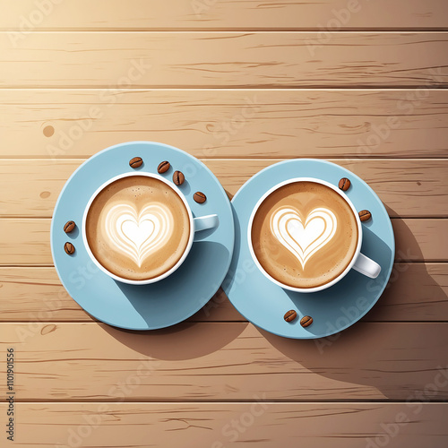 Cup of hot coffee with heart shape