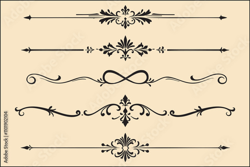 Wallpaper Mural Elegant Vintage Ornamental Dividers and Flourishes Collection Torontodigital.ca