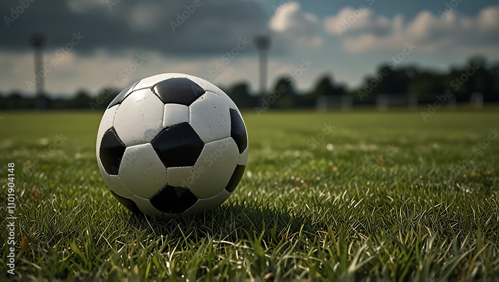 Fototapeta premium Soccer Ball on Grass Field
