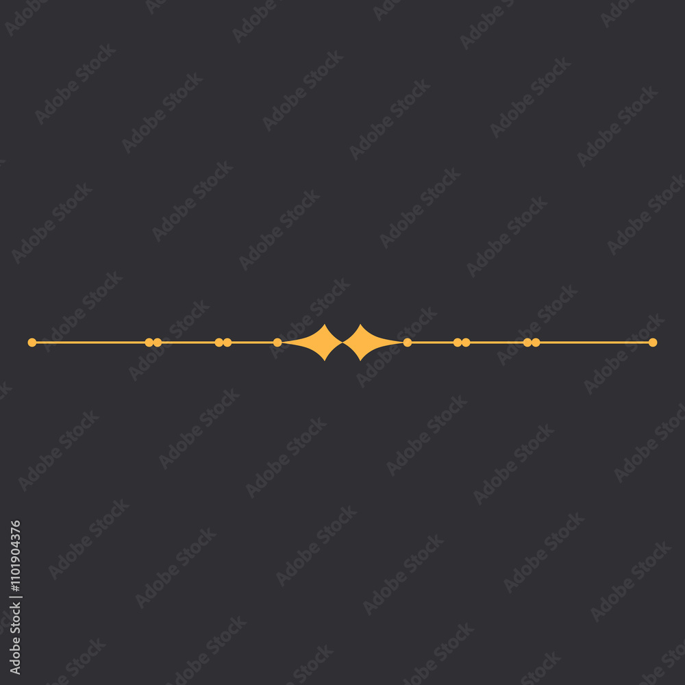 Fototapeta premium A decorative horizontal line design in gold on a dark background.
