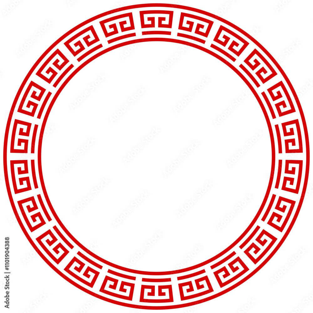 Chinese red circle frame set vector design. Chinese Oriental Border Ornament. Chinese red circle frame set vector design. Chinese Oriental Border Ornament.
