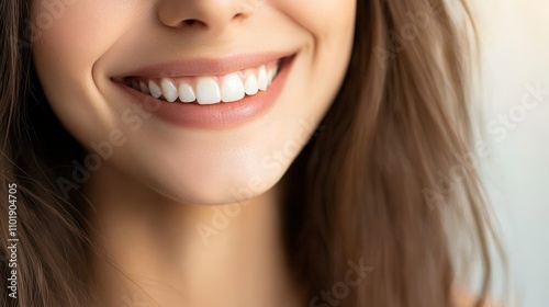 Close-up shot of a joyful smile with white teeth.