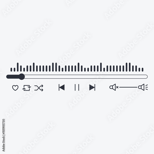 A minimalist audio player interface with controls and a volume slider.