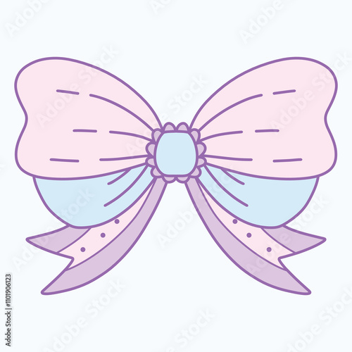 A pastel-colored decorative bow with soft curves and ribbons.