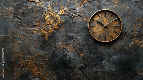 Wallpaper Mural Timeless Wall Clock on a Textured Black Background Torontodigital.ca